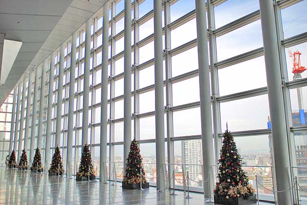 名古屋JRセントラルタワーズ・15階展望室のクリスマスツリー群